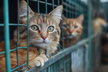 Volunteer caring for cats at a local animal shelter during afternoon hours, providing love and support to the furry residents