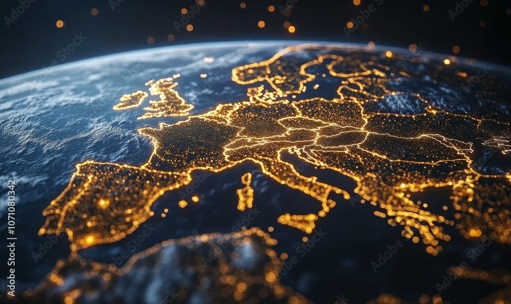 Wall mural european telecommunication and data transfer networks with global internet connectivity for communic