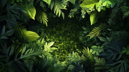 Fototapeta premium Lush greenery background, 16:9