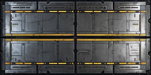 Sci Fi Metal Wall Panels with Lights for Game Design