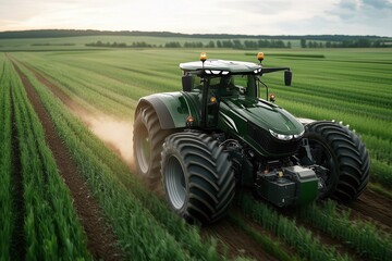 Fototapeta premium Tractor Cultivates Fields for Successful Harvests