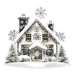 Cozy Christmas Cabin in Watercolor for Seasonal Decor – Perfect for Christmas Invites, Cards, Sublimation Designs, and Wall Art