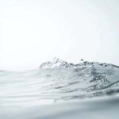 A delicate ripple in clear water with soft waves expanding outward, creating a calming scene against a white background