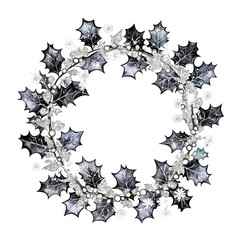 Moody Christmas Wreath Watercolor with Berries. Perfect for invites, Christmas cards, sublimation designs, wall art. 