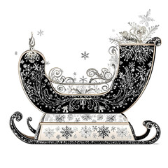 Moody Christmas Sleigh in Watercolor – Perfect for Christmas Invites, Cards, Sublimation Designs, and Wall Art