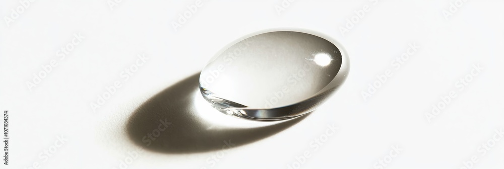 Wall mural a macro shot of a single water drop falling with light reflections and soft shadows, isolated on a b