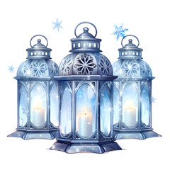 Christmas Lanterns with Candle Glow – Perfect for Christmas Invites, Cards, Sublimation Designs, and Wall Art