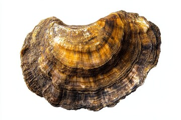 Fototapeta premium The wild Eastern oyster Crassostrea virginica is found in Atlantic and Gulf of Mexico estuaries and brackish waters shown here against a white background from above