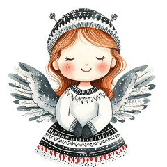 Elegant Christmas Angel in Watercolor Style – Perfect for Christmas Invites, Cards, Sublimation Designs, and Wall Art