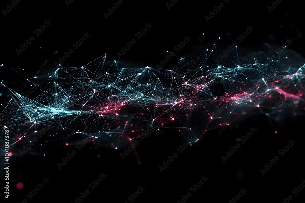Poster abstract digital representation of data flow in white streams on a black background, highlighting co