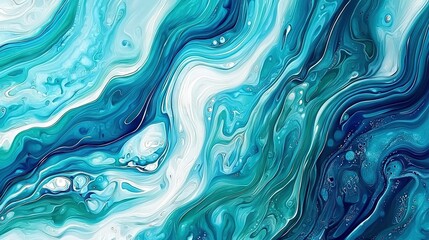 Obraz premium Close-up of blue and white fluids swirling together