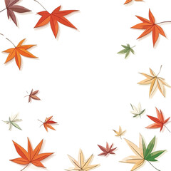 Autumn Leaves Fall Japanese Paper Background Vector Illustration