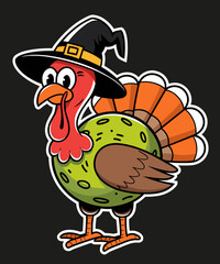 Funny thanksgiving turkey illurstration