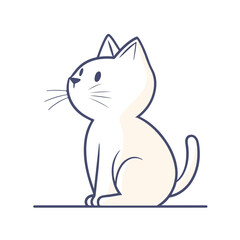 Obraz premium Funny Cat Sitting and Looking Sideways Line Icon