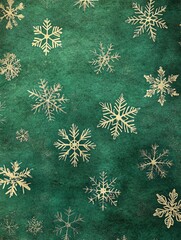 abstract beige snowflakes pattern on vintage green background, holiday Christmas season card poster backdrop, ebook cover for winter celebration themed subject