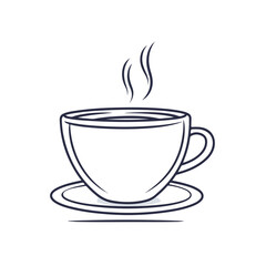 Fototapeta premium Sleek Coffee Cup Vector Icon for Line Art Design Projects