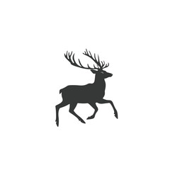 Fototapeta premium Graceful Deer Running Silhouette with Reindeer Icon Design for Projects
