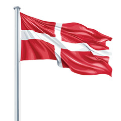 Denmark Flag Vector Illustration Isolated on White Background