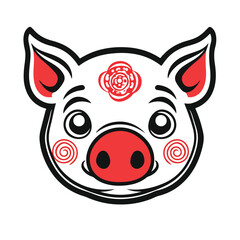 Fototapeta premium Piglet Face Outline Logo Design with Line Art - Unique Pig Icon for Graphic Projects