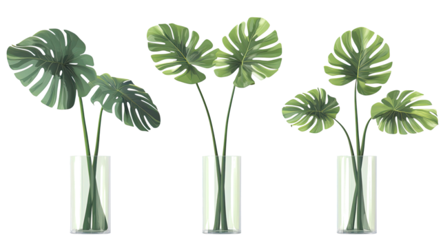 Elegant Tropical Plants in Modern Vases Showcasing Lush Greenery Generative AI