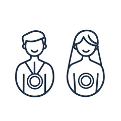 Elegant Wedding Ring Icon with Bride and Groom - Jewelry and Wedding Concept