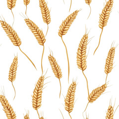 Golden Wheat Seamless Pattern Vector Design