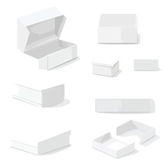 Professional White Template Box Mockup Set for Product Packaging