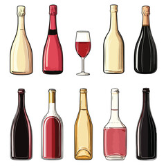 Variety of Wine Bottle Silhouettes Set for Designers and Artists