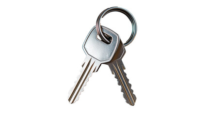 Two metal keys on transparent background