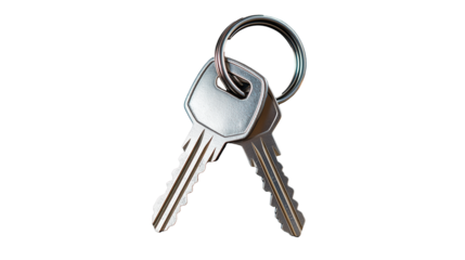 Two metal keys on transparent background