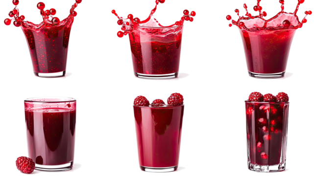 Red Liquid Drops Like Berry Jam on a Clear Background Generative AI