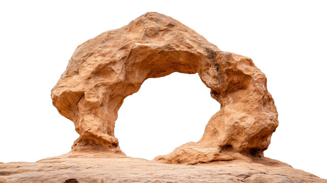 Natural rock arch in desert, transparent background