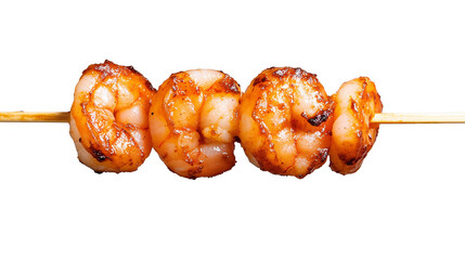 Barbecue shrimp on skewer, transparent background
