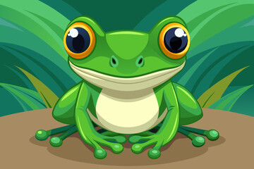 Stunning native frog of Australia with gorgeous green skin and big eyes 