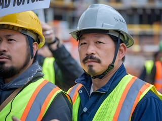 Trabajadores asi&aacute;ticos en una protesta