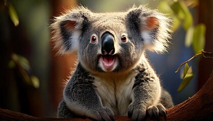 Fototapeta premium Cute koalas enjoy the sunrise in the morning. Save the Koala in Australia