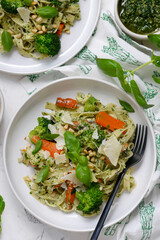 Pasta Fresco with Pesto and Vegetables..style rustic