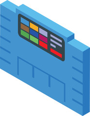 Cartridge for playing retro video games showing colored squares and numbers on the label