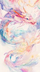 Vibrant Dragon Leaping Through Colorful Waves