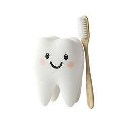 Diente feliz con cepillo dental