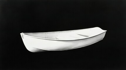  Monochrome image of a boat mid-air with two oars on either side