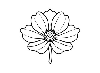 Simple Flower Line Drawing for Botanical and Floral Design Projects