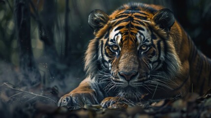 portrait of a fierce wild tiger.