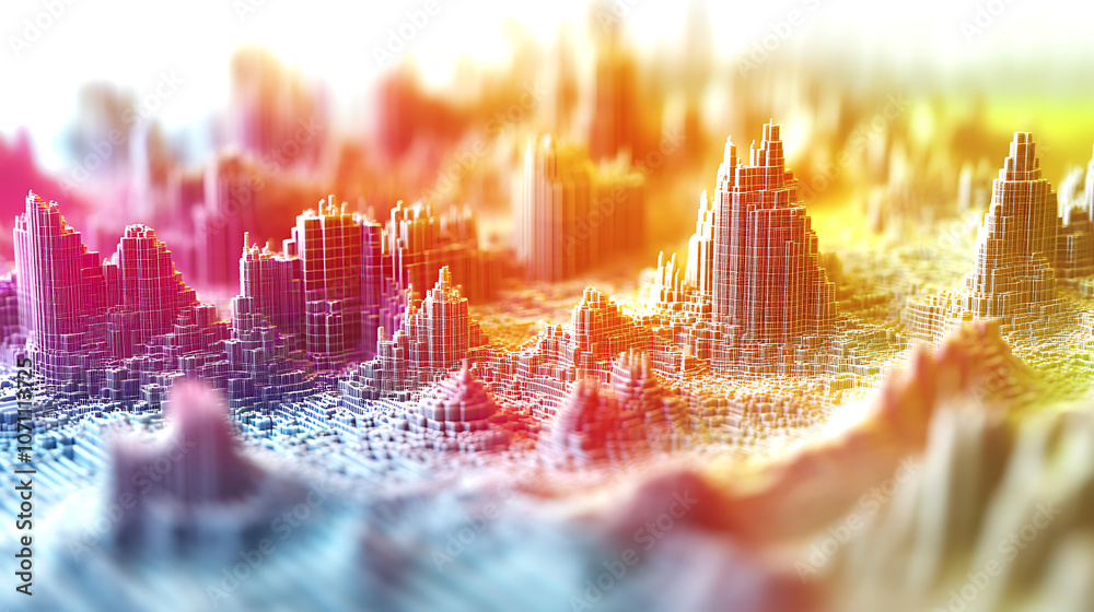 Leinwandbilder 3D graph visualization representing machine learning data analysis and predictive modeling