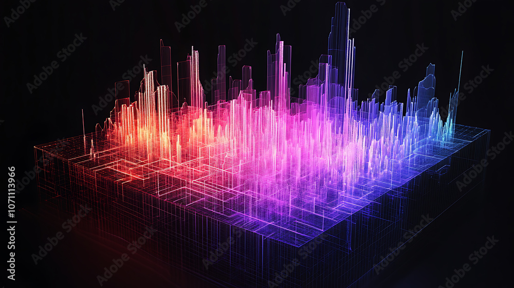 Aufkleber 3D graph visualization representing machine learning data analysis and predictive modeling