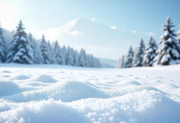 winter landscape with snow blurred background