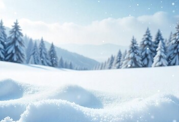 Fototapeta premium winter landscape with snow blurred background