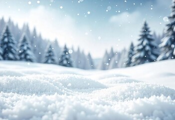 Naklejka premium winter landscape with snow blurred background