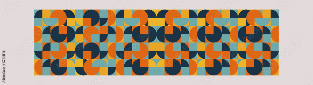 Fototapete Abstract geometric artwork design with simple shapes and figures. Vertical pattern graphics with geometrical elements. Perfect for web banner, business presentation, branding package, fabric print.