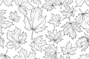 Coloring book illustration of beautiful fallen leaves